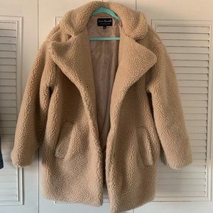 cream teddy coat - M | oversized chunky faux fur